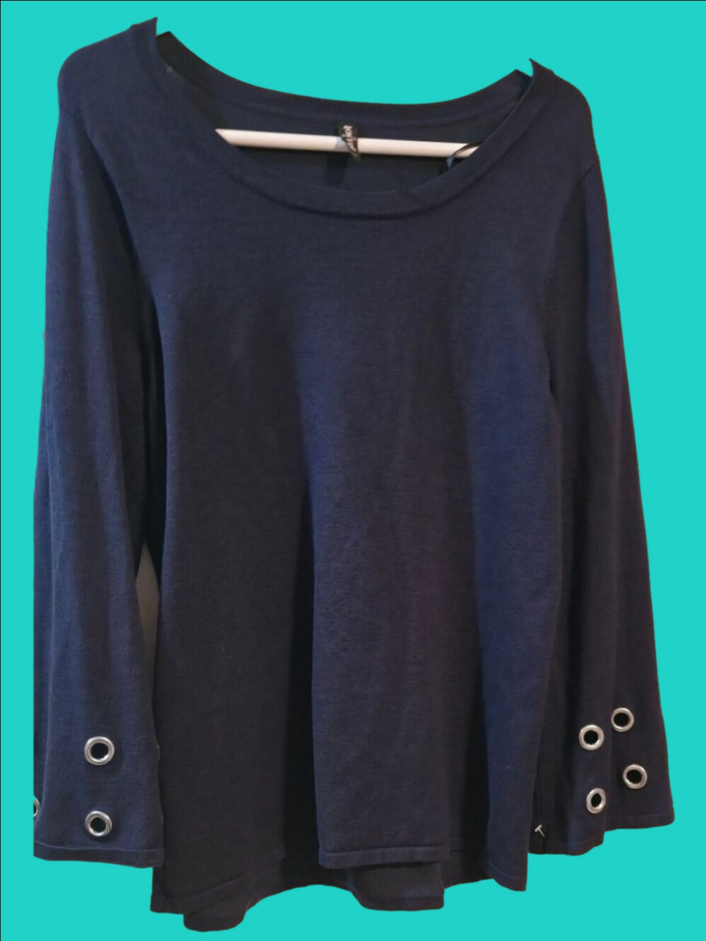 4/$67 Deal! Onyx Deep Navy Textured Long Sleeve Top